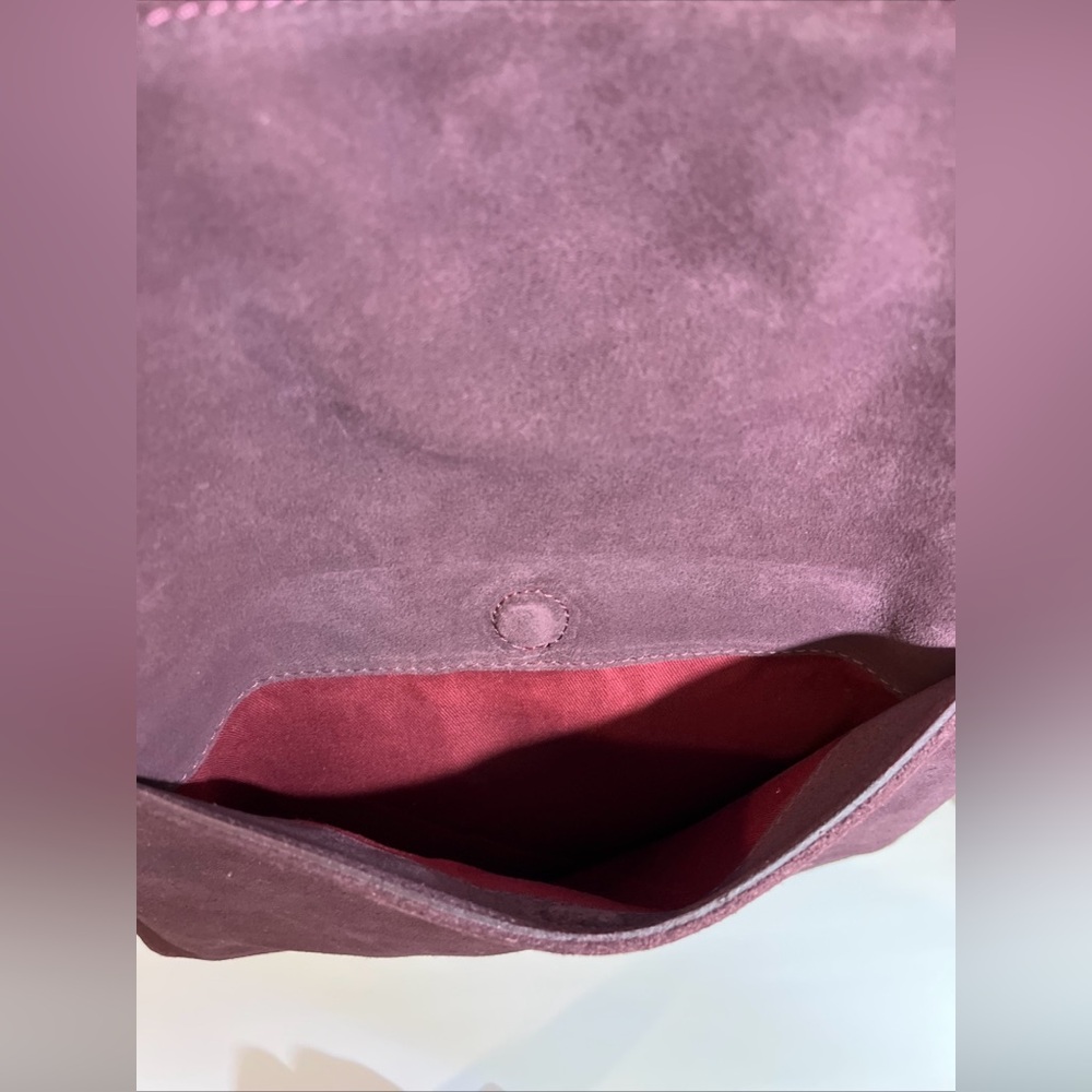 Garnet Hill Shoulder Tote Bag Suede Large Aubergine Made in Italy - Picture 5 of 9